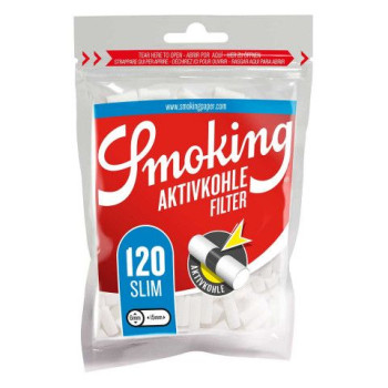 Фильтры для самокруток SMOKING SLIM CLASSIC CARBON 6х15мм (120 шт.)