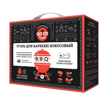 Уголь кокосовый для барбекю Qoco Turbo 4 кг