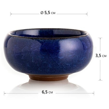 Пиала керамическая Колотый лед (синяя) 45 мл